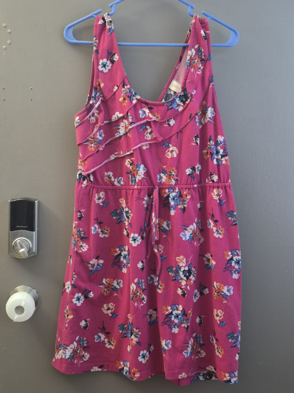 NOBO Fuchsia Floral Ruffle Tank Dress Juniors 11-13